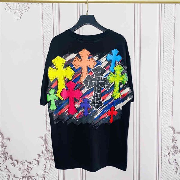 graffiti 2021 back tide color brand printing cross short sleeve t-shirt bottom coat suit, White;black
graffiti 2021 back tide color brand printing cross short sleeve t-shirt bottom coat suit, White;black