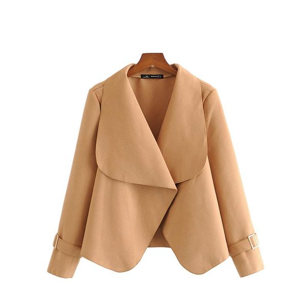 women's large lapel cuff waistband jacket coat zaraing-style women 2021 sheining vadiming female jackets, Black;brown
women's large lapel cuff waistband jacket coat zaraing-style women 2021 sheining vadiming female jackets, Black;brown