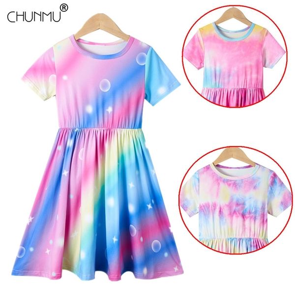 summer girls dress fashion rainbow short sleeve kids es for clothes princess party casual children 210508, Red;yellow
summer girls dress fashion rainbow short sleeve kids es for clothes princess party casual children 210508, Red;yellow