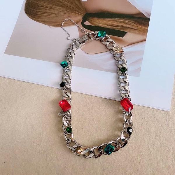 chains red sapphire necklace ins european and american hip-hop shape was thin clavicle chain fashionable trend, Silver
chains red sapphire necklace ins european and american hip-hop shape was thin clavicle chain fashionable trend, Silver