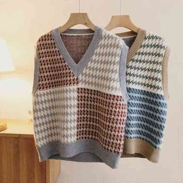 women's vests knitted for autumn v-neck plaid sleeveless sweater knit korean style casual oversize vest xhxt, Black;white
women's vests knitted for autumn v-neck plaid sleeveless sweater knit korean style casual oversize vest xhxt, Black;white