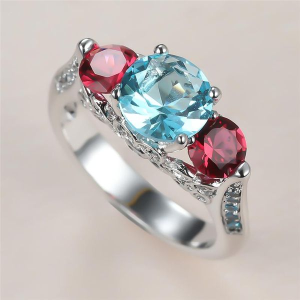 trendy female red blue crystal stone ring charm silver color wedding rings for women luxury bride round zircon engagement, Slivery;golden
trendy female red blue crystal stone ring charm silver color wedding rings for women luxury bride round zircon engagement, Slivery;golden