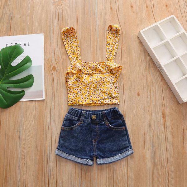 clothing sets summer fashion toddler baby girl clothes flower print strap denim short pants 2pcs outfits outfit, White
clothing sets summer fashion toddler baby girl clothes flower print strap denim short pants 2pcs outfits outfit, White