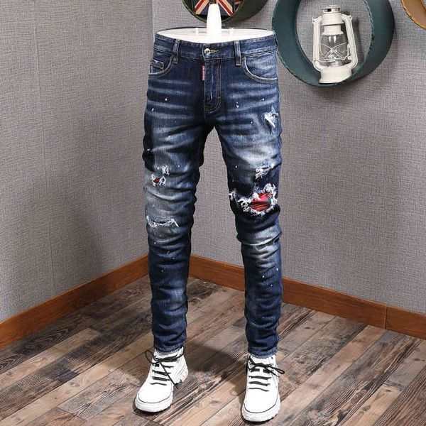 jeans italian style fashion men jeans retro dark blue slim fit ripped denim patchwork designer streetwear hip hop long pants
jeans italian style fashion men jeans retro dark blue slim fit ripped denim patchwork designer streetwear hip hop long pants