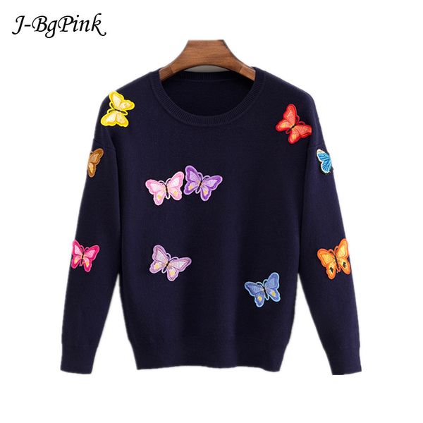 korean women knitted embroidered pullover sweater womens butterfly flower sweater femme tricot pull autumn sweater fem, White;black
korean women knitted embroidered pullover sweater womens butterfly flower sweater femme tricot pull autumn sweater fem, White;black