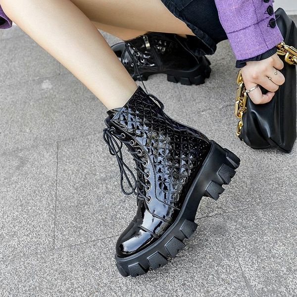 arrive platform shoes real leather ankle boots round toe rubber bottom lace-up with zipper european style, Black
arrive platform shoes real leather ankle boots round toe rubber bottom lace-up with zipper european style, Black