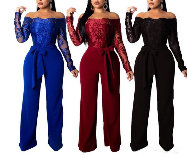women's jumpsuits & rompers appliques lace patchwork jumpsuit women off shoulder slash neck long sleeve elegant slim wide leg, Black;white
women's jumpsuits & rompers appliques lace patchwork jumpsuit women off shoulder slash neck long sleeve elegant slim wide leg, Black;white