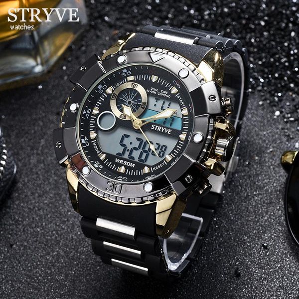 wristwatches stryve fashion gold men watches luxury multifunction sports watch man quartz analog military digital male clock wrist, Slivery;brown
wristwatches stryve fashion gold men watches luxury multifunction sports watch man quartz analog military digital male clock wrist, Slivery;brown