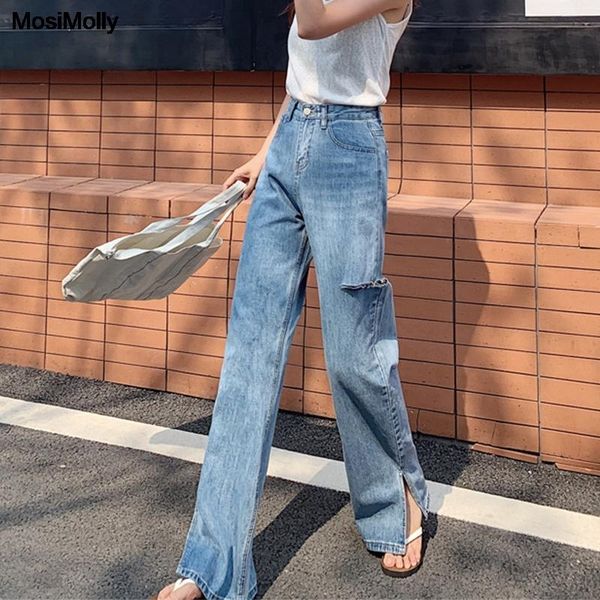 women's jeans mosimolly washed denim pants women cool empire waist long female bottom ripped, Blue
women's jeans mosimolly washed denim pants women cool empire waist long female bottom ripped, Blue