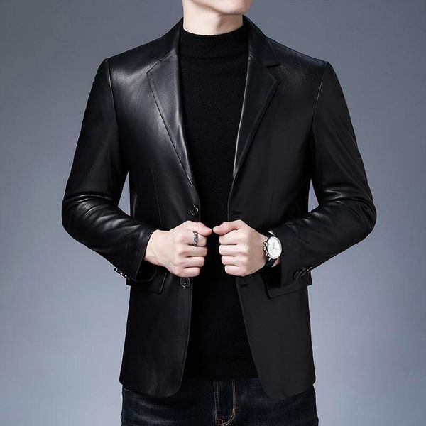 autumn and winter young middle-aged men's leather layer sheep jacket stand collar blac & faux, Black
autumn and winter young middle-aged men's leather layer sheep jacket stand collar blac & faux, Black