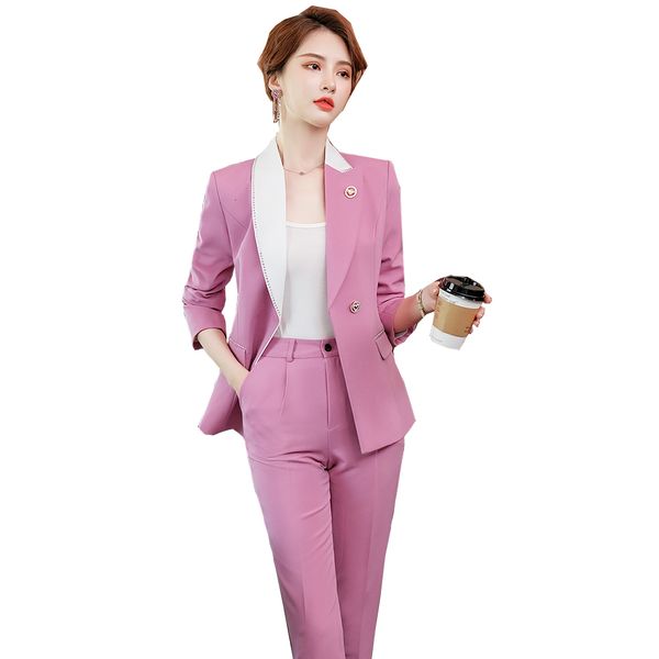 women's suits & blazers 2021 new arrival latest fashion ladies pant suit black pink green korean design women business 2 piece set vyd5, White;black
women's suits & blazers 2021 new arrival latest fashion ladies pant suit black pink green korean design women business 2 piece set vyd5, White;black