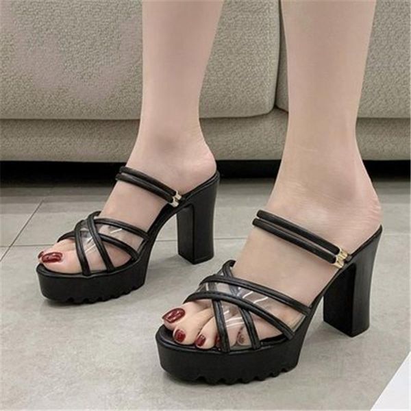summer women's chunky heel sandals women stylish platform thick bottom buckle open toe high slippers a576, Black
summer women's chunky heel sandals women stylish platform thick bottom buckle open toe high slippers a576, Black