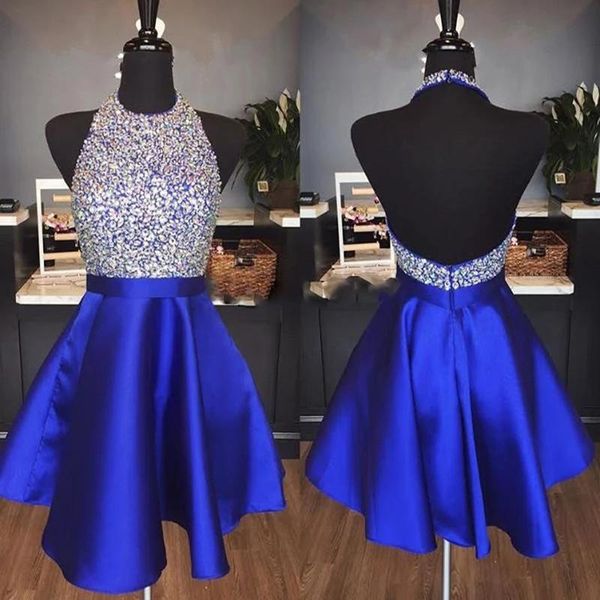 party dresses royal blue satin backless homecoming halter sequins crystal short prom sparkly burgundy formal dress, White;black
party dresses royal blue satin backless homecoming halter sequins crystal short prom sparkly burgundy formal dress, White;black