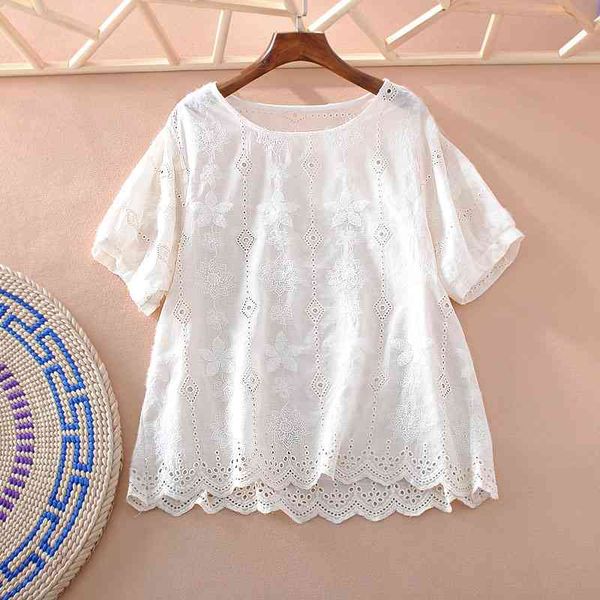 vanovich women's blouses and hollow embroidery summer short sleeve ladies temperament 210615, White
vanovich women's blouses and hollow embroidery summer short sleeve ladies temperament 210615, White
