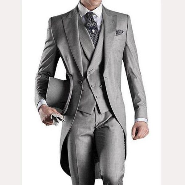 men's suits & blazers 3 piece gray men tail coat with double breasted waistcoat slim fit wedding tuxedo for groom custom male fashion c, White;black
men's suits & blazers 3 piece gray men tail coat with double breasted waistcoat slim fit wedding tuxedo for groom custom male fashion c, White;black