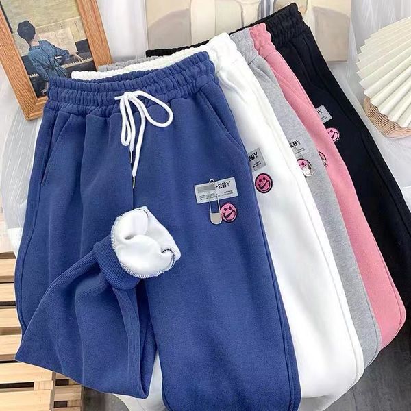 plus velvet smiley harem pants women casual loose korean style thick sweatpants autumn winter warm fashion new trousers femme, Black;white 
plus velvet smiley harem pants women casual loose korean style thick sweatpants autumn winter warm fashion new trousers femme, Black;white