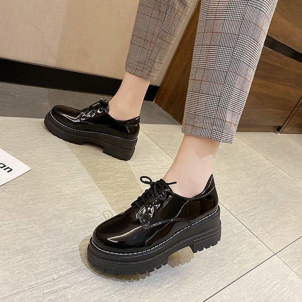 dress shoes 2021 spring retro student thick sole loose cake bottom soft girl lace-up patent leather small british style, Black
dress shoes 2021 spring retro student thick sole loose cake bottom soft girl lace-up patent leather small british style, Black