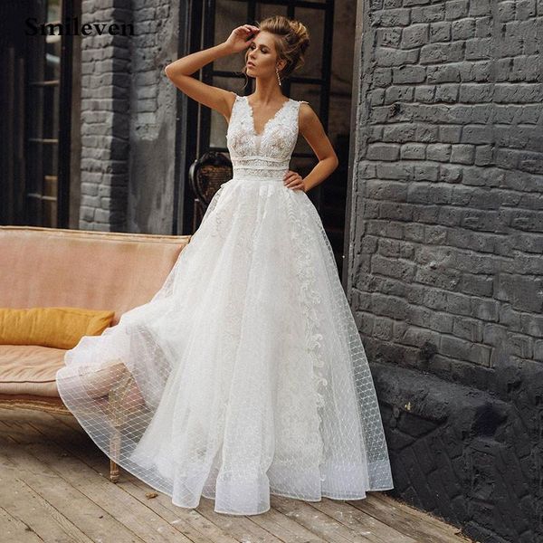 other wedding dresses smileven ivory lace dress v neck puff tulle bridal gowns backless vestido de noiva party, White
other wedding dresses smileven ivory lace dress v neck puff tulle bridal gowns backless vestido de noiva party, White