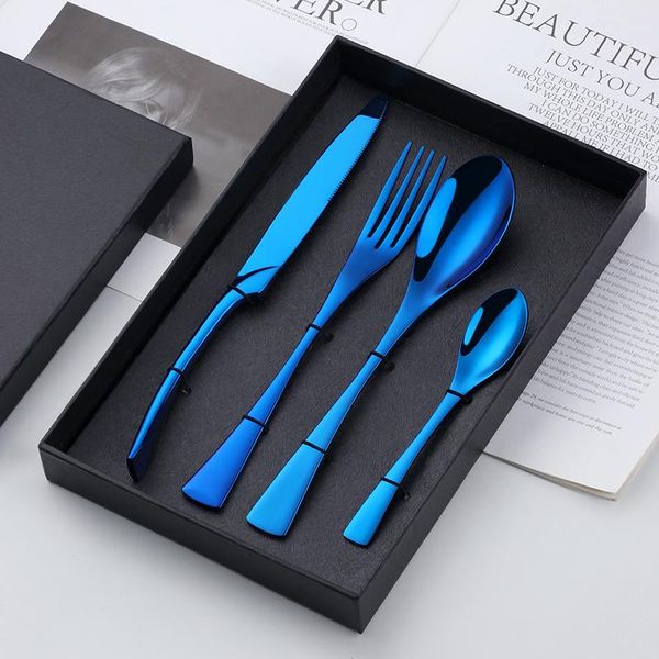 dinnerware sets luxurt cutlery set with gift box stainless steel blue knife fork table black tableware
dinnerware sets luxurt cutlery set with gift box stainless steel blue knife fork table black tableware