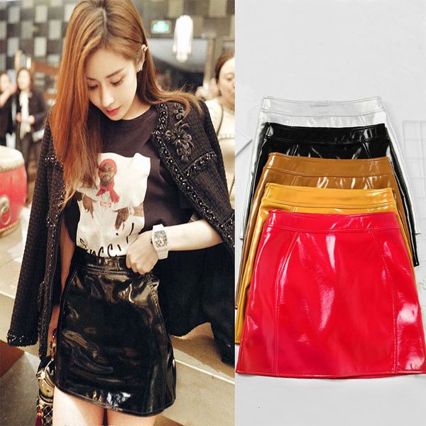 skirts autumn metallic pu mini high waist slimming hip pack zipper a-line shine short leather skirt red sier green, Black
skirts autumn metallic pu mini high waist slimming hip pack zipper a-line shine short leather skirt red sier green, Black