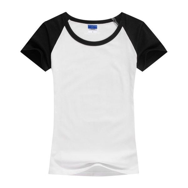 summer casual and comfortable cotton women short sleeve slim round collar tee, White