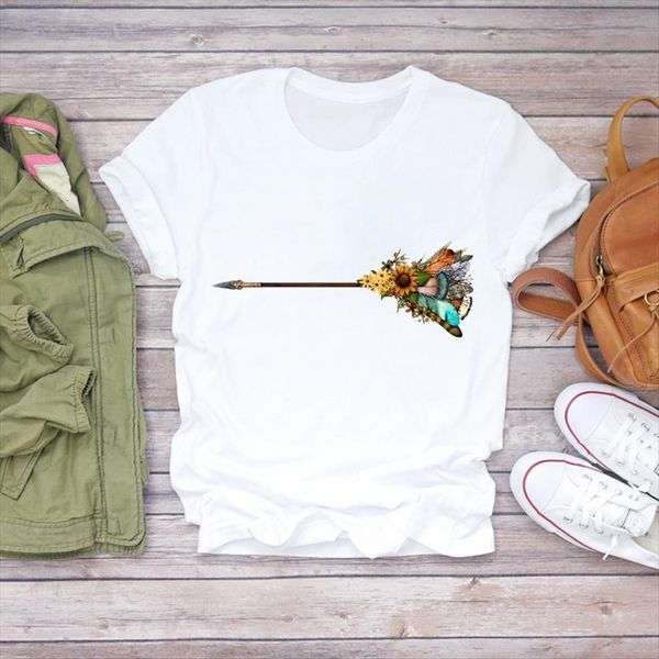 arrow printed floral fashion womens t shirt print 90s cute summer graphic female tee, White
arrow printed floral fashion womens t shirt print 90s cute summer graphic female tee, White