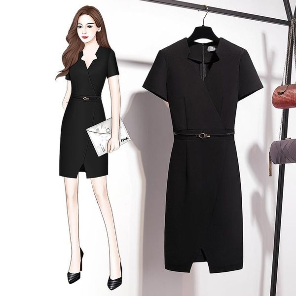 casual dresses 2021 summer business dress ol temperament goddess style black workplace lightly mature beautician work clothes, Black;gray
casual dresses 2021 summer business dress ol temperament goddess style black workplace lightly mature beautician work clothes, Black;gray