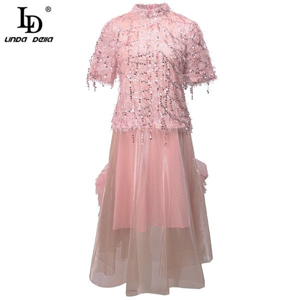 fashion runway designer autumn women tassel sequined short sleeve and pink mesh long skirt 2 two pieces set 210522, White
fashion runway designer autumn women tassel sequined short sleeve and pink mesh long skirt 2 two pieces set 210522, White