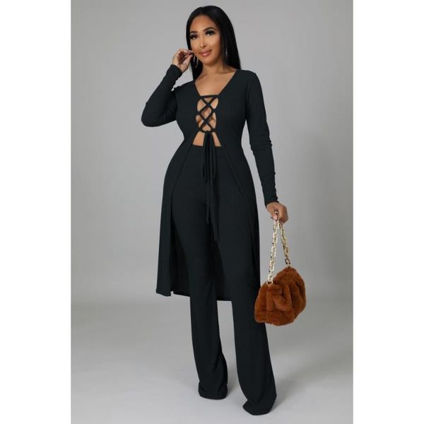 women's two piece pants autumn and winter club solid color outfits rib knit lace up hollow out cardigan slim fit flared long bottoms, White
women's two piece pants autumn and winter club solid color outfits rib knit lace up hollow out cardigan slim fit flared long bottoms, White