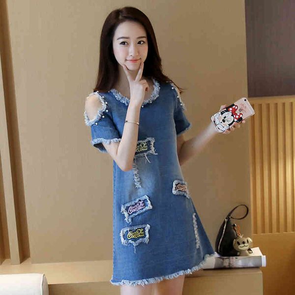casual dresses summer denim women fashion washed tassel pierced beading o-neck short sleeve loose girls y97s, Black;gray
casual dresses summer denim women fashion washed tassel pierced beading o-neck short sleeve loose girls y97s, Black;gray