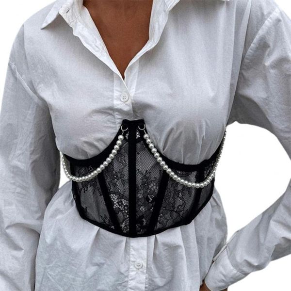 belts women corset see through lace metal chain faux pearl overbust tight waist cincher for adult, Black;brown
belts women corset see through lace metal chain faux pearl overbust tight waist cincher for adult, Black;brown