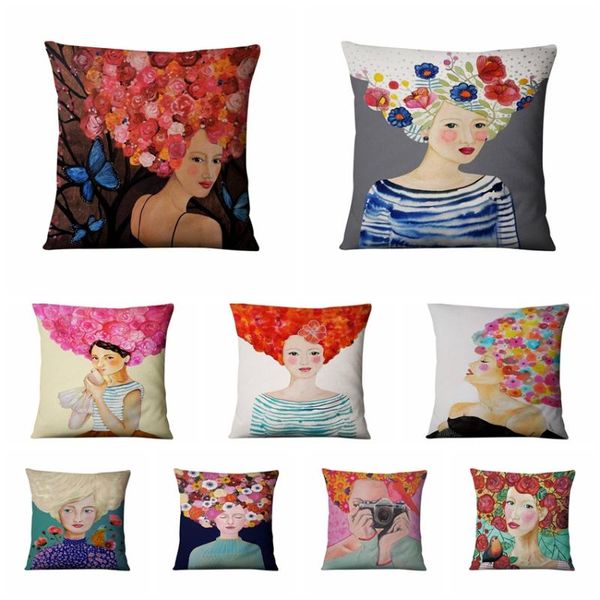 cushion/decorative pillow christmas decoration retro watercolor girl with flowers printed pillowcase home decor sofa throw pillows almofada
cushion/decorative pillow christmas decoration retro watercolor girl with flowers printed pillowcase home decor sofa throw pillows almofada