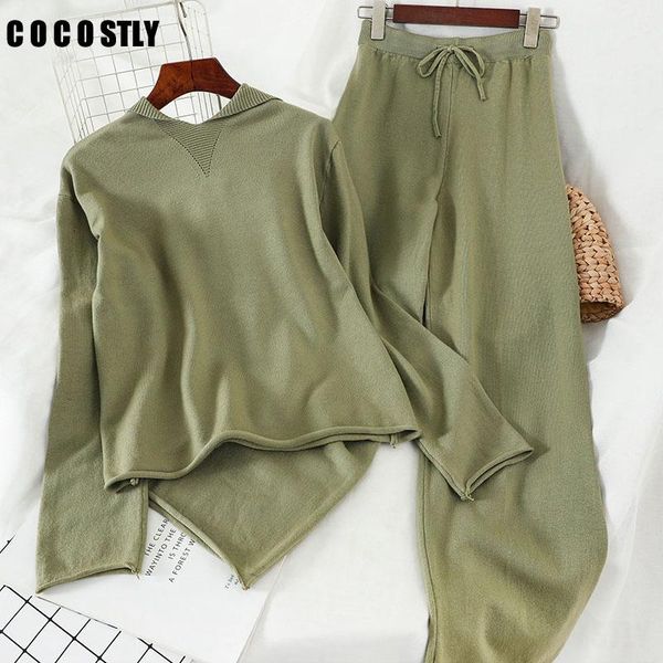 women's two piece pants 2021 autumn winter pink set women casual hooded knitted sweater and high waist wide leg tracksuit, White
women's two piece pants 2021 autumn winter pink set women casual hooded knitted sweater and high waist wide leg tracksuit, White
