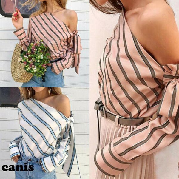 women's t-shirt women summer 2021 casual tshirts loose striped one shoulder long sleeve chiffon t-shirts ladies bowknot, White
women's t-shirt women summer 2021 casual tshirts loose striped one shoulder long sleeve chiffon t-shirts ladies bowknot, White