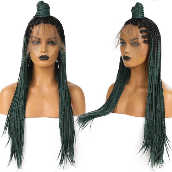 synthetic wigs fanxiton 13x6 lace front wig green black ombre color box braid braided hair high temperature braiding
synthetic wigs fanxiton 13x6 lace front wig green black ombre color box braid braided hair high temperature braiding