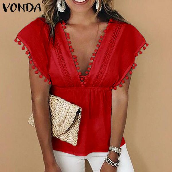 women's blouses & shirts lace blouse women deep v neck tassel solid vonda 2021 summer tunic office ladies blusas plus size, White
women's blouses & shirts lace blouse women deep v neck tassel solid vonda 2021 summer tunic office ladies blusas plus size, White