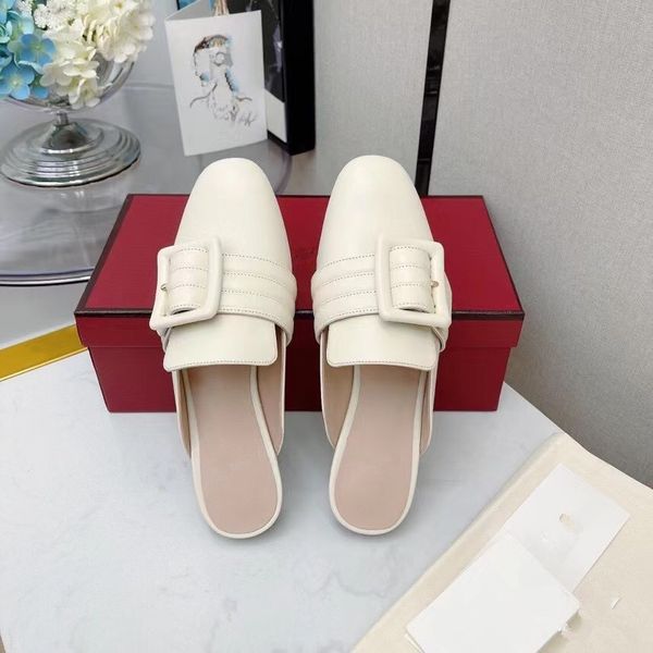 woman slippers round head half drag woman luxury cowhide leather outsole flat heel 4.5cm multi-color size 35-39 shoes sandals flip flop, Black 
woman slippers round head half drag woman luxury cowhide leather outsole flat heel 4.5cm multi-color size 35-39 shoes sandals flip flop, Black