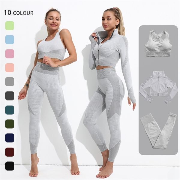 2/3pcs women's sportswear seamless yoga set workout gym clothing fitness long sleeve crop high waist leggings sports suits 220312, Gray
2/3pcs women's sportswear seamless yoga set workout gym clothing fitness long sleeve crop high waist leggings sports suits 220312, Gray