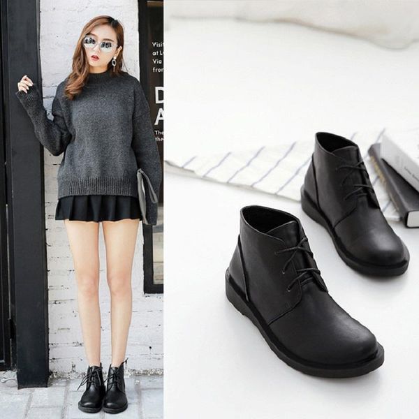 boots 2021 autumn and winter korean short tube women's flat bottom with round head pu, Black
boots 2021 autumn and winter korean short tube women's flat bottom with round head pu, Black