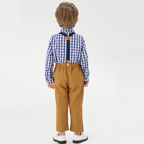 boys' fashion plaid long sleeve shirt bow tie suspender two piece children's suit, Blue
boys' fashion plaid long sleeve shirt bow tie suspender two piece children's suit, Blue