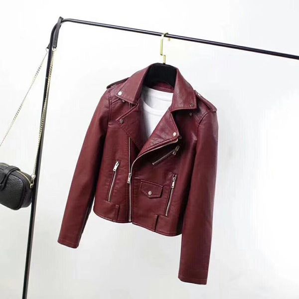 women's leather & faux motorcycle biker jacket women spring autumn turn-down collar zipper short coat fashion pu ladies jackets, Black
women's leather & faux motorcycle biker jacket women spring autumn turn-down collar zipper short coat fashion pu ladies jackets, Black