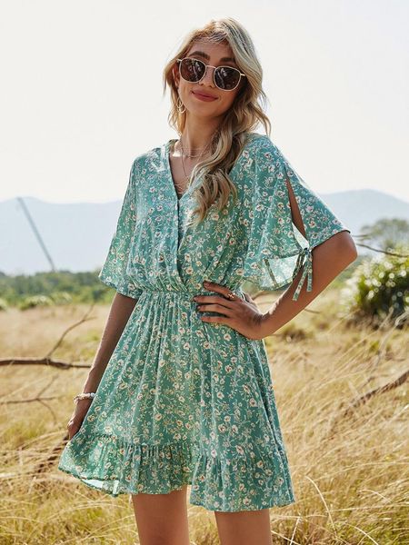 casual dresses spring elegant pleated elastic waist short-sleeved floral party dress sweet bohemia v-neck boho ruffles chiffon vestidos, Black;gray
casual dresses spring elegant pleated elastic waist short-sleeved floral party dress sweet bohemia v-neck boho ruffles chiffon vestidos, Black;gray