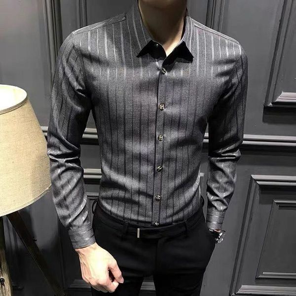 men's casual shirts spring 2022 summer striped shirt men long sleeve fashion business formal wear slim fit blouse a151, White;black
men's casual shirts spring 2022 summer striped shirt men long sleeve fashion business formal wear slim fit blouse a151, White;black