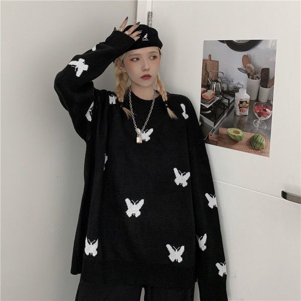 women's sweaters sweater woman spring new pullover female korean butterfly embroidery matching student fashion plus size women clo, White;black
women's sweaters sweater woman spring new pullover female korean butterfly embroidery matching student fashion plus size women clo, White;black