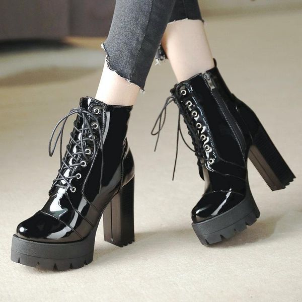 boots 2021 fashion platform women square high heel ankle patent leather zipper autumn winter plush woman, Black
boots 2021 fashion platform women square high heel ankle patent leather zipper autumn winter plush woman, Black