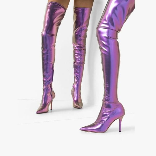 boots womens pointed toe over knee thigh long full length stilettos high heels patent leather bling side zipper plus size, Black
boots womens pointed toe over knee thigh long full length stilettos high heels patent leather bling side zipper plus size, Black