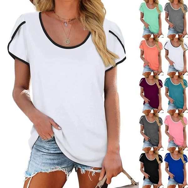 women's t-shirt summer short-sleeved v-neck solid color ladies fashion casual high street hit t-shirts plus size clothing, White
women's t-shirt summer short-sleeved v-neck solid color ladies fashion casual high street hit t-shirts plus size clothing, White