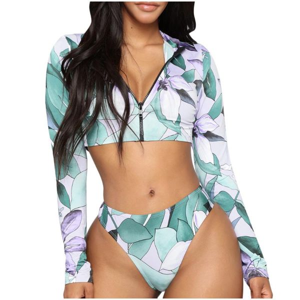 women bikini mujer 2021 summer women's print long sleeve zip swimwear beachwear bikinis swimsuit, White;black
women bikini mujer 2021 summer women's print long sleeve zip swimwear beachwear bikinis swimsuit, White;black