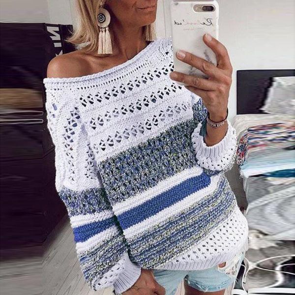 women's sweaters autumn winter sweater female fashion stripe knitted womens pullover 2021 hollow out long sleeve, White;black
women's sweaters autumn winter sweater female fashion stripe knitted womens pullover 2021 hollow out long sleeve, White;black