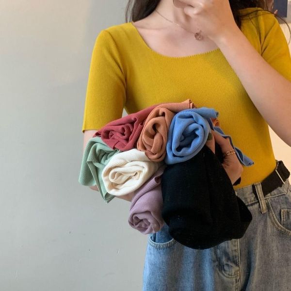 shiny ice silk short sleeve women's summer korean version bottom slim thin knitwear fashion t-shirt, White
shiny ice silk short sleeve women's summer korean version bottom slim thin knitwear fashion t-shirt, White